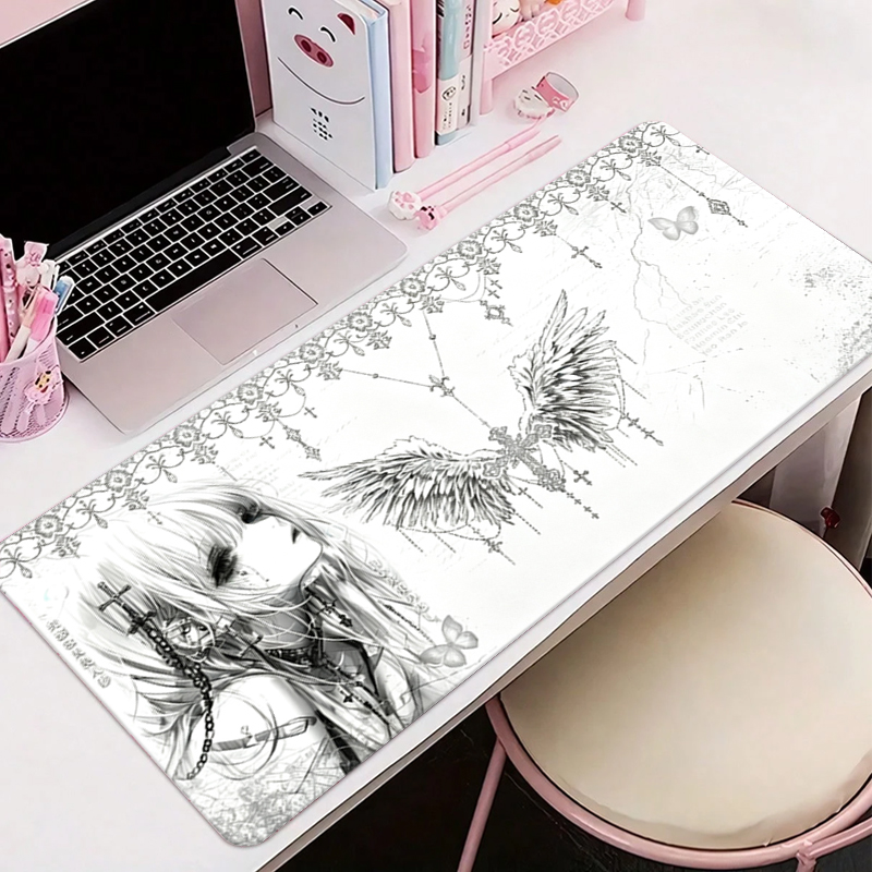 Mouse Gaming Esports - Leather Mousepad Black White Anime Aesthetics
