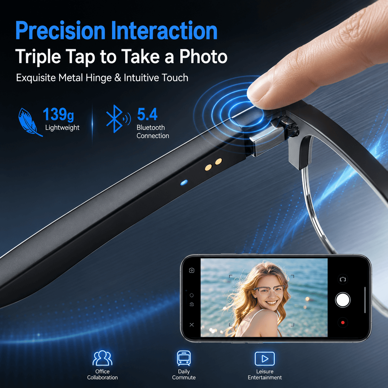 AIMB V2 Smart Bluetooth Glasse - đánh giá và giá Gaming Glasses Blue