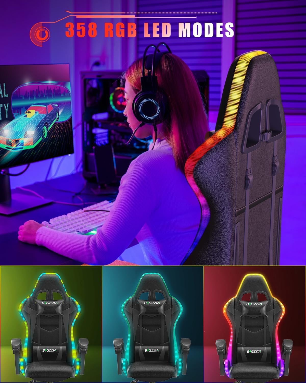 Gaming Chair with RGB LED Ligh - đánh giá và giá Rgb Gaming Chair
